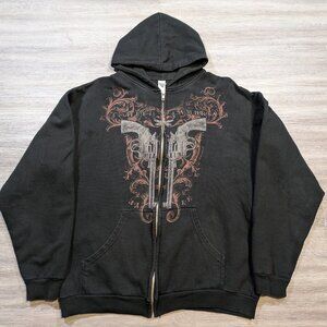 Vintage Coheed & Cambria Zip Up Hoodie Size Large Black Revolver Graphic Band